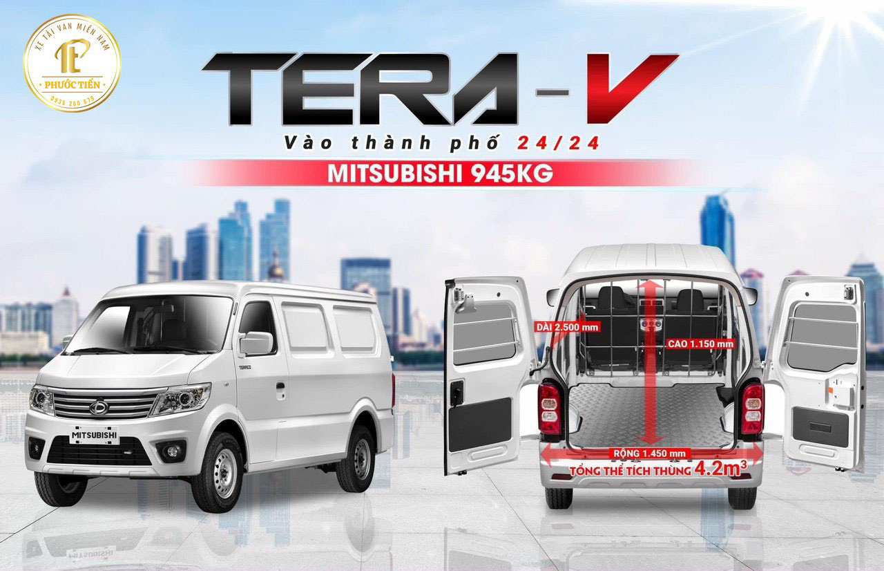 Xe Tải Van Tera V2 Máy Mitsubishi Chở Hàng 24/24